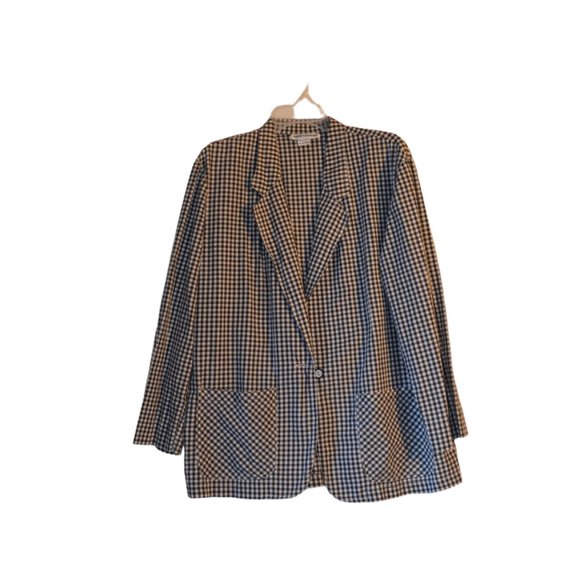 Cathy Daniels Black & White Checkers Light Cotton Long Sleeves Jacket Women M - Picture 6 of 8